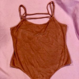 Express Strappy suede Bodysuit